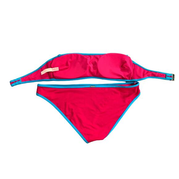 Y2K Victorias Secret Strapless Bandeau Bikini Set Top Sz S/P/CH Bottom Sz M - Picture 2 of 7